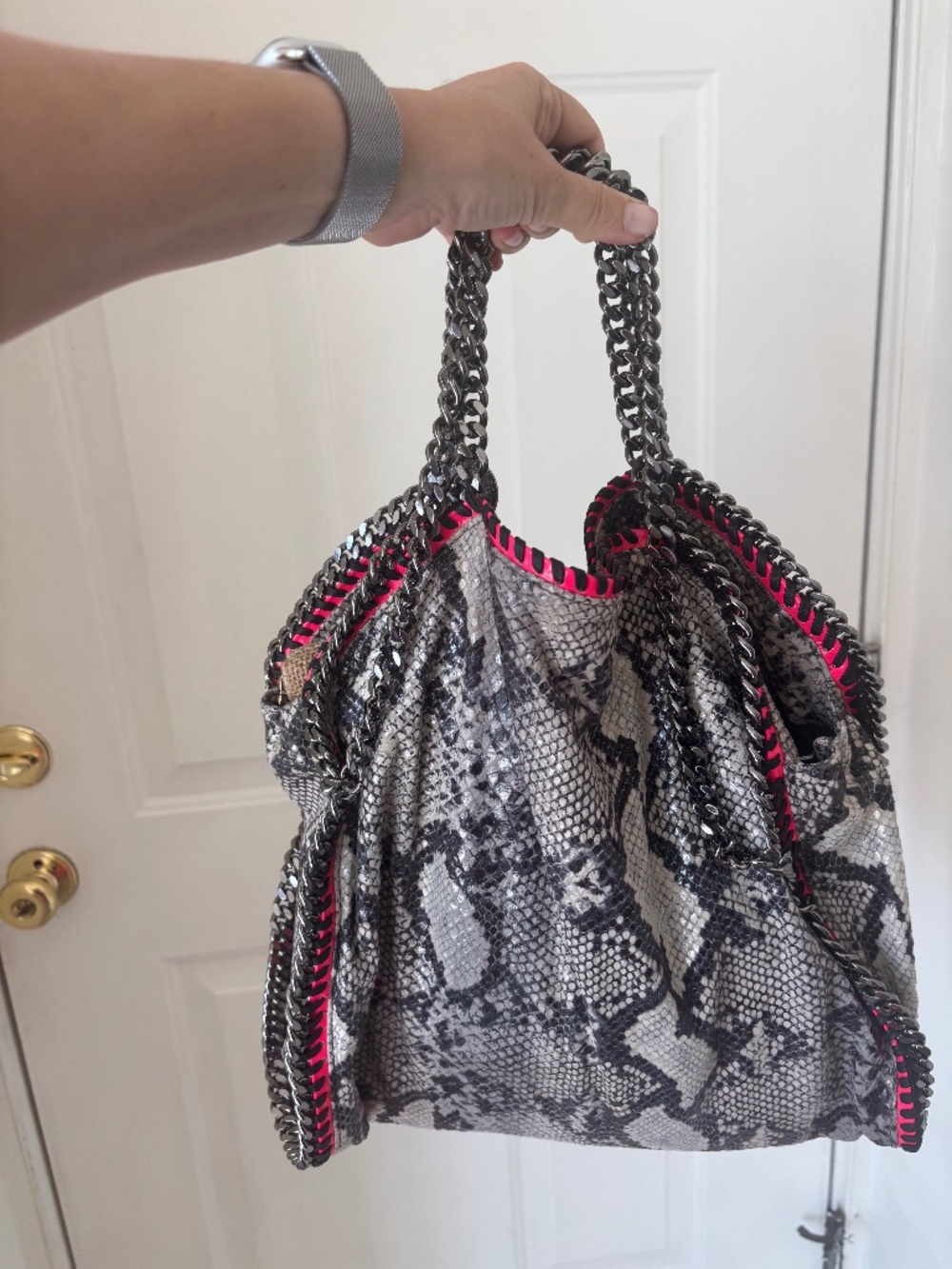 Stella McCartney Faux Python Snakeskin Foldover Bag Medium - Picture 1 of 3